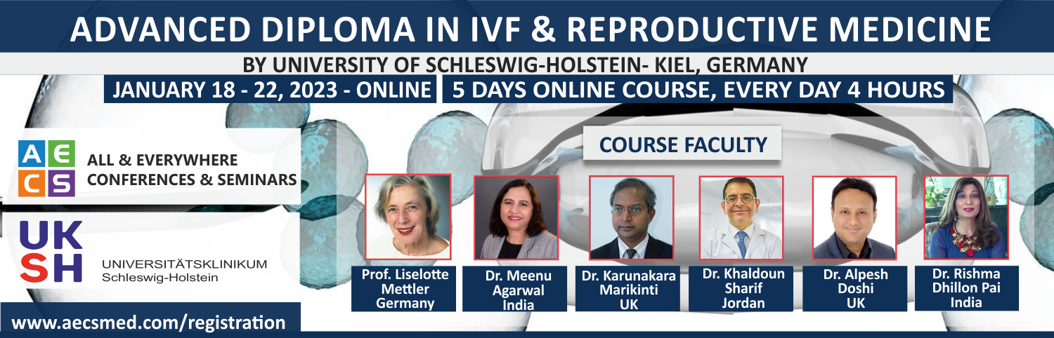 Web - Advanced Diploma in ART and Reproductive Medicine - January 18 - 22, 2023.